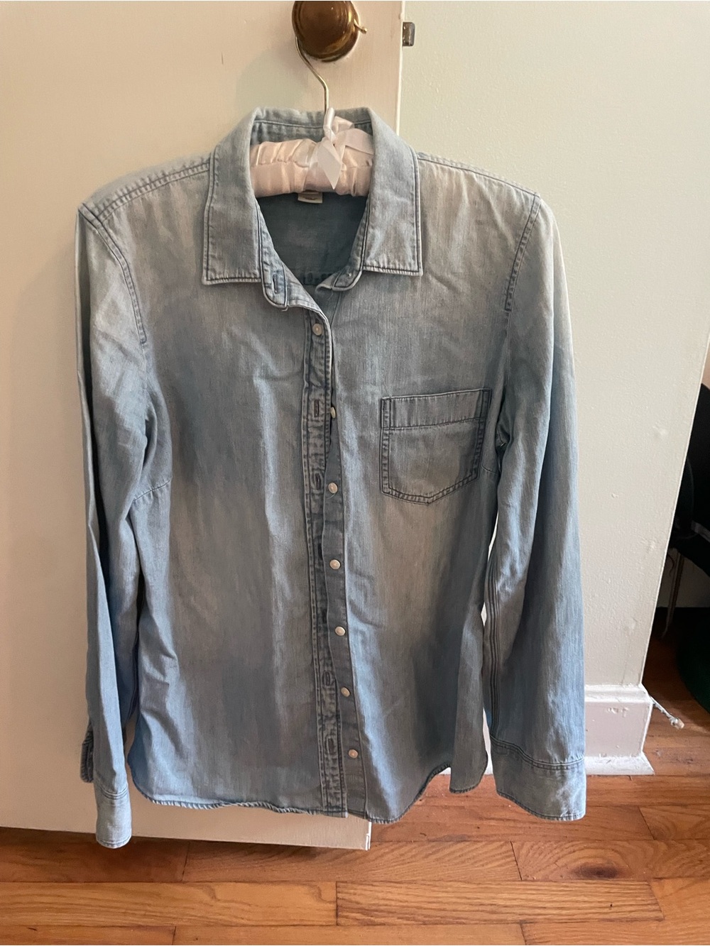 Light Blue Denim Button-Down Shirt - women